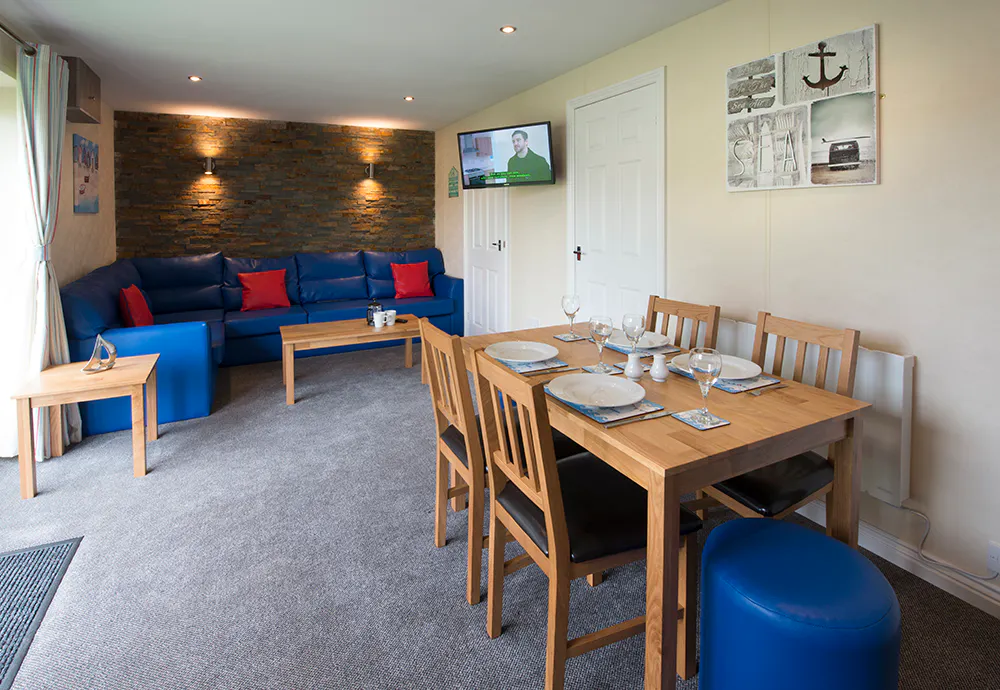 Gold Chalet living room | Sandy Glade Holiday Park