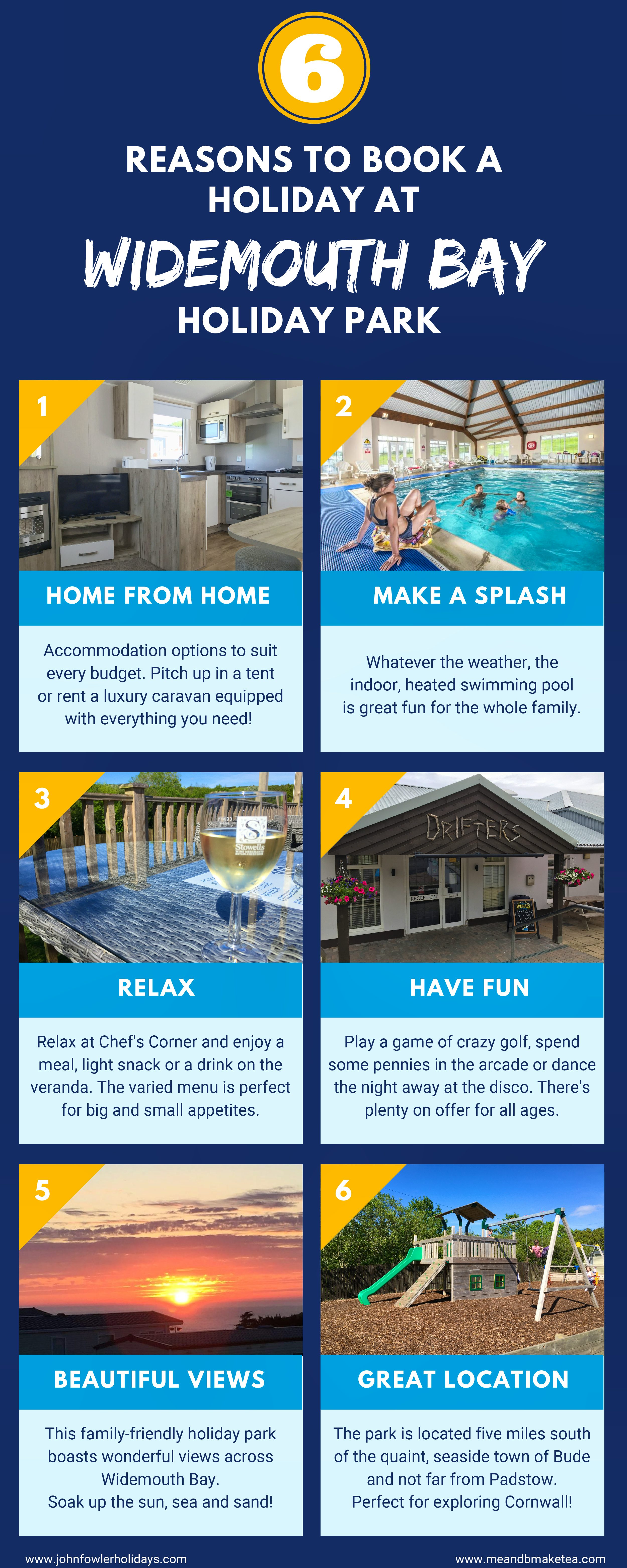 6 reasons to book a holiday at Widemouth Bay Caravan Park | John Fowler Holidays Infographic