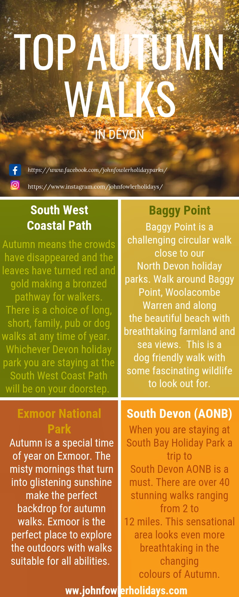 Top Autumn Walks in Devon | John Fowler Holidays Infographic 
