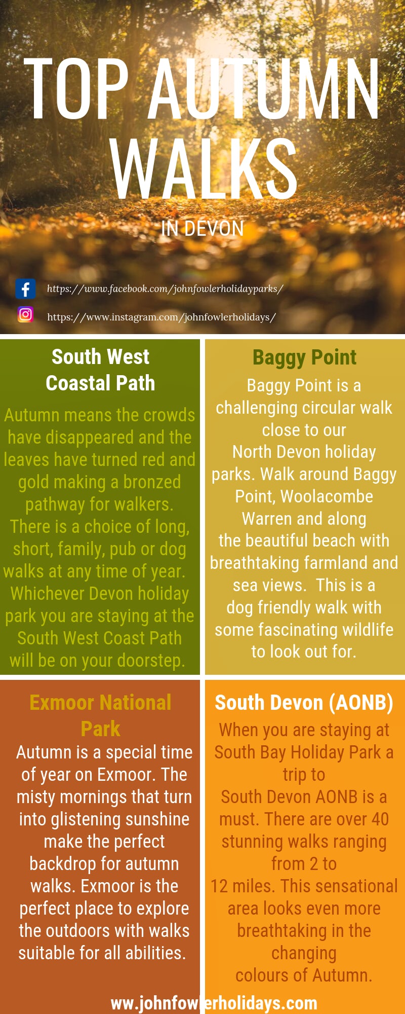 Top Autumn Walks in Devon | John Fowler Holidays Infographic
