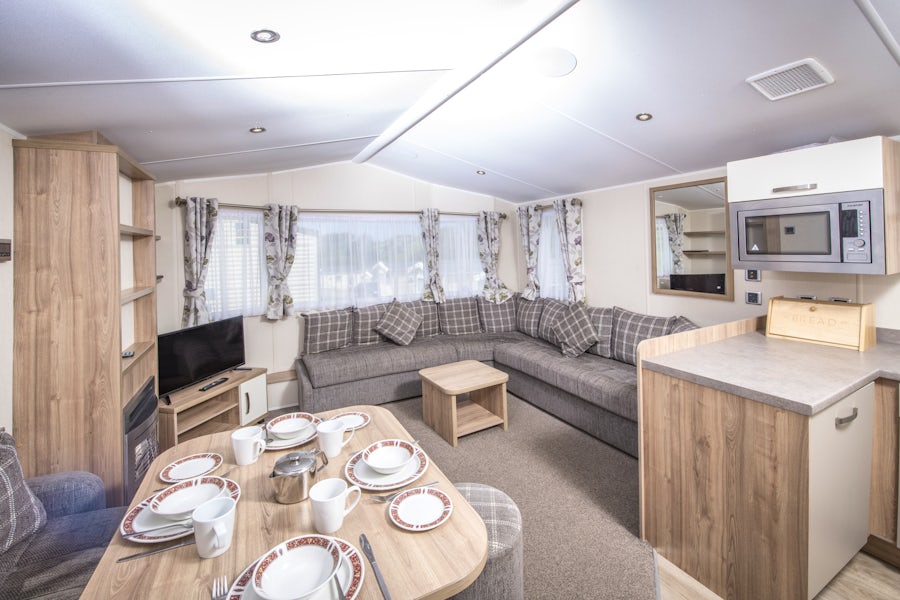 Silver Caravan kitchen | Lounge Area