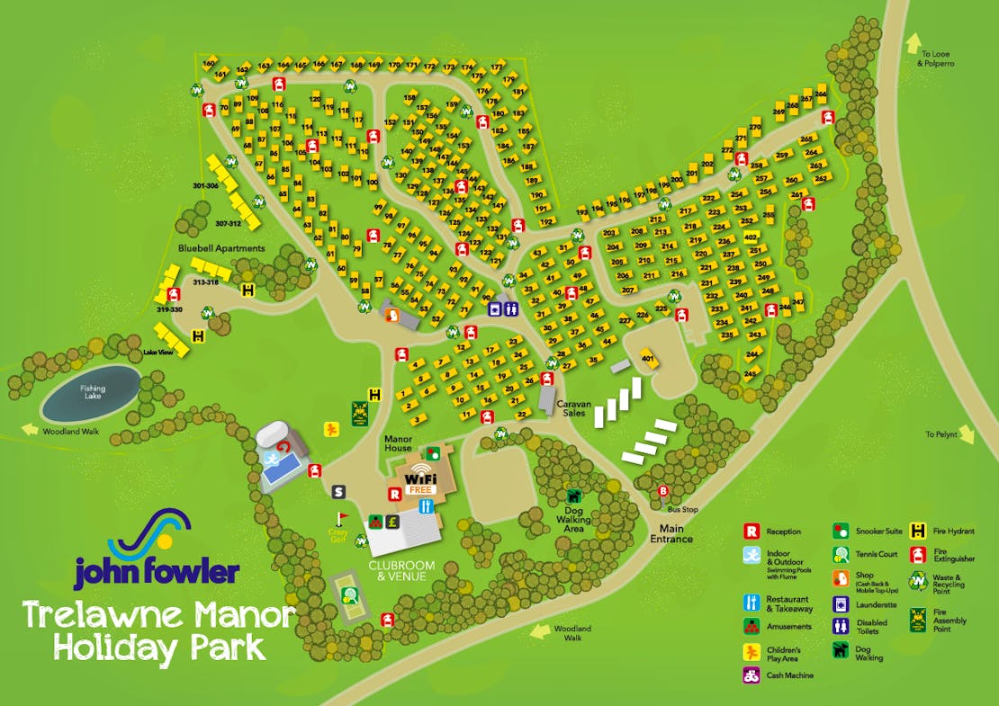 Trelawne Manor Holiday Park Map