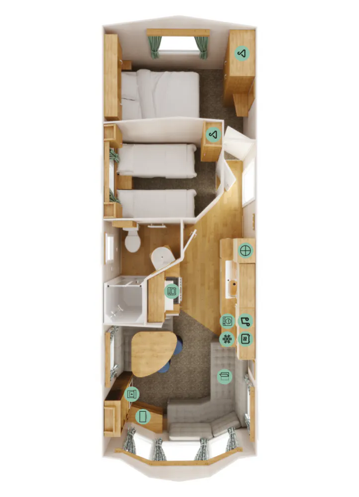Floorplan ¦ 2 Bedroom Platinum Caravan 10'