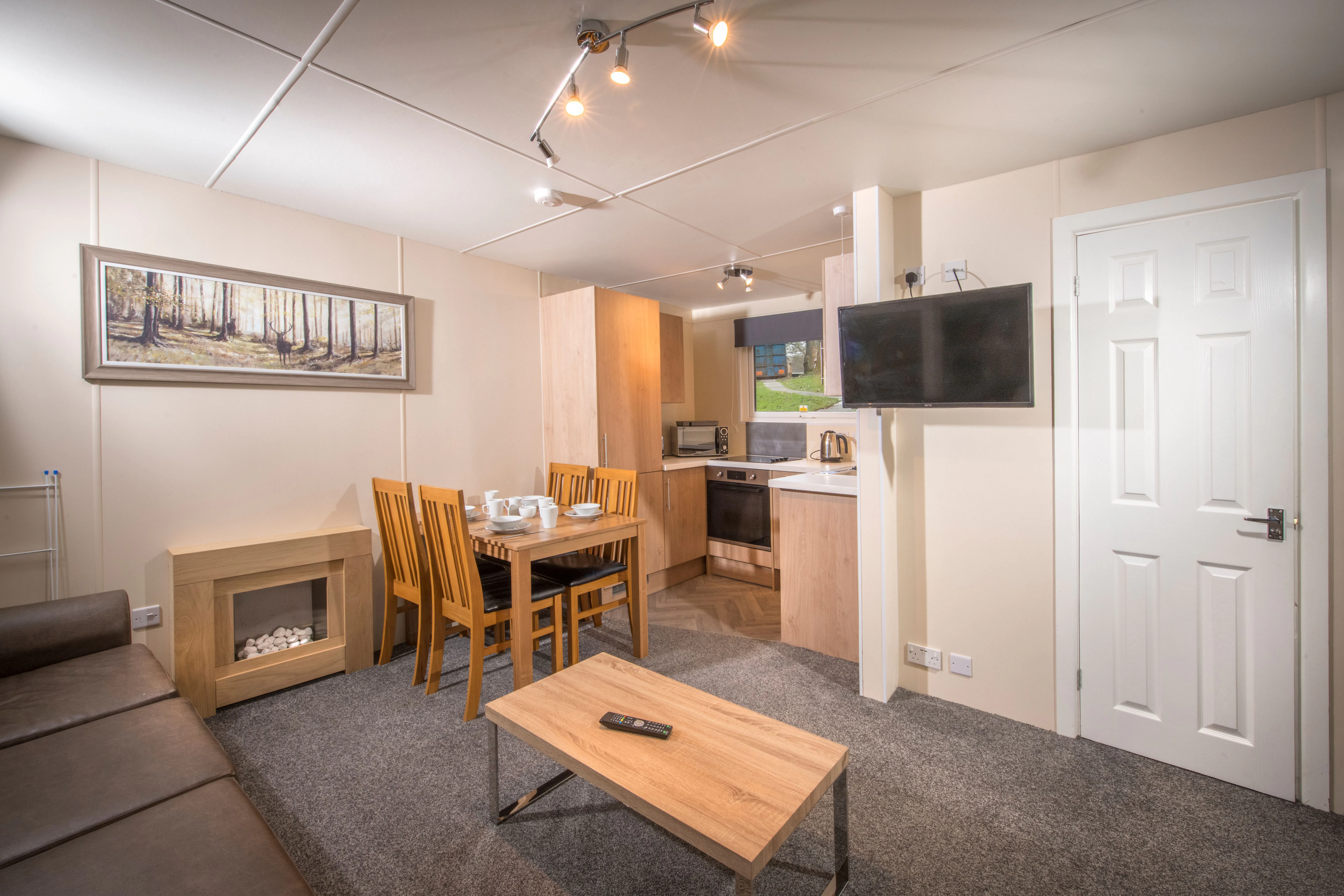 St Ives chalet living area