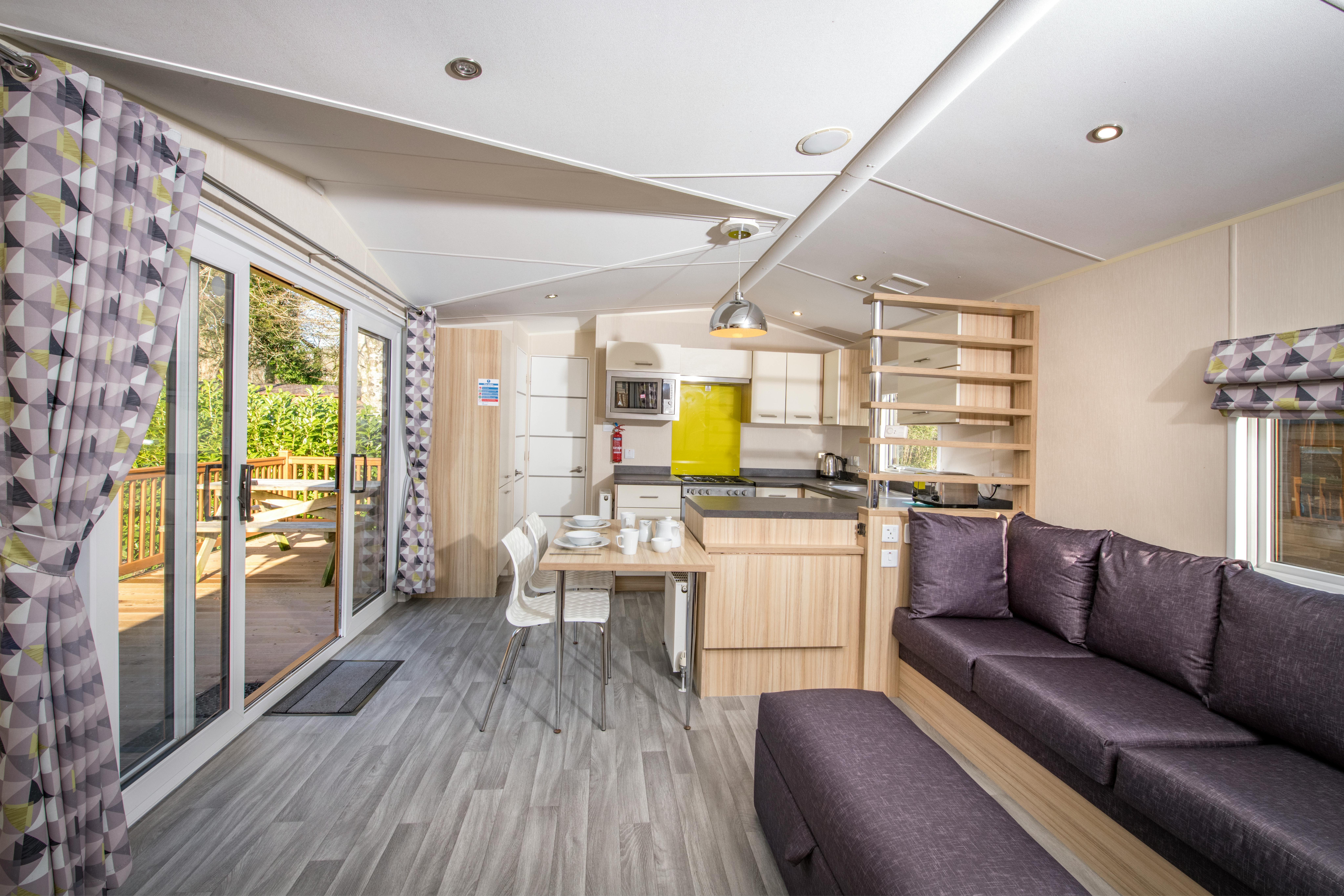 Interior 2 bed silver caravan lodge