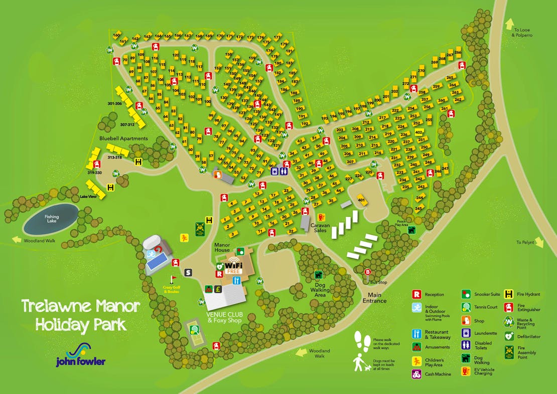 Trelawne Manor Holiday Park Map