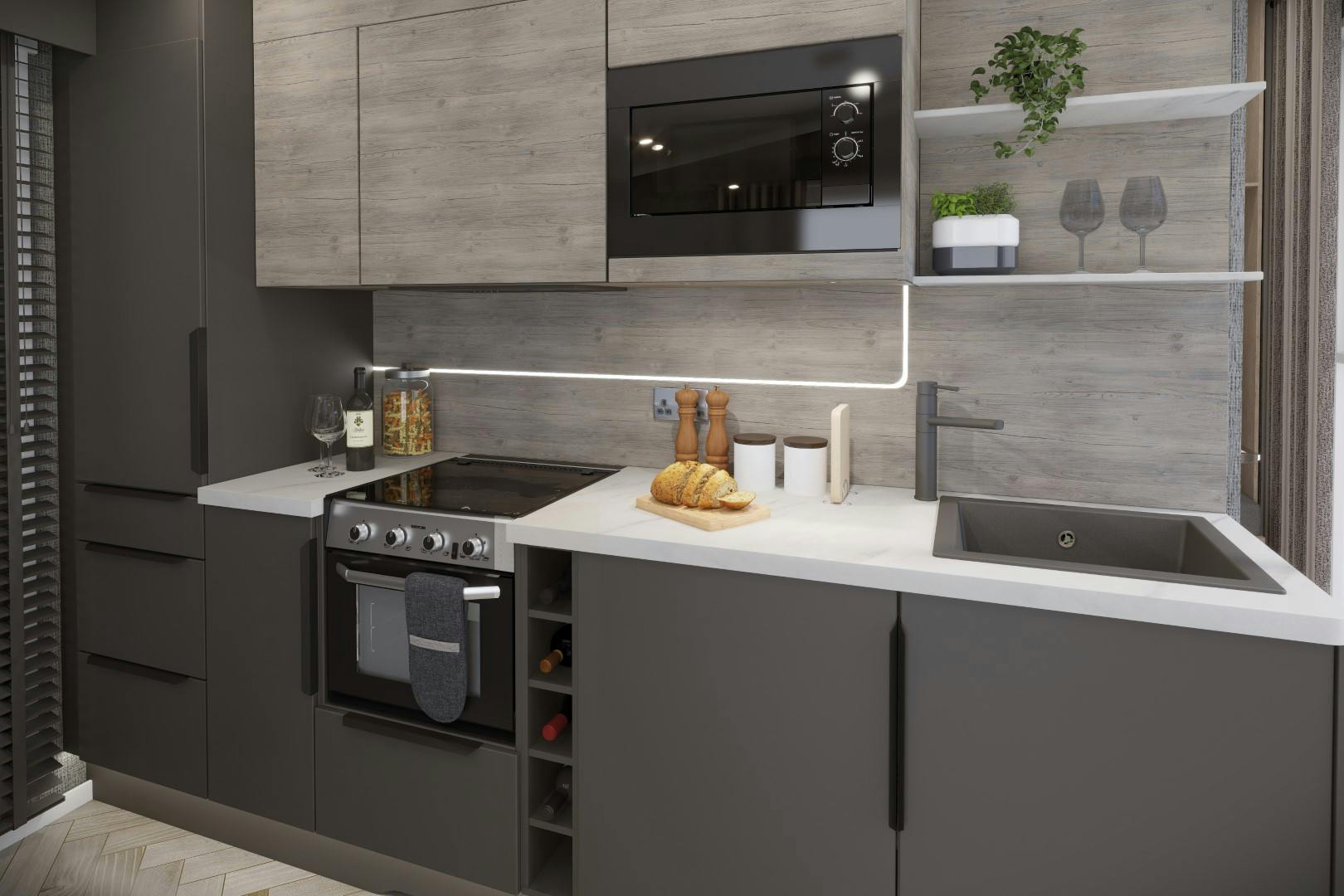 Kitchen ¦ 1 Bedroom Platinum Hot Tub Micro Lodge