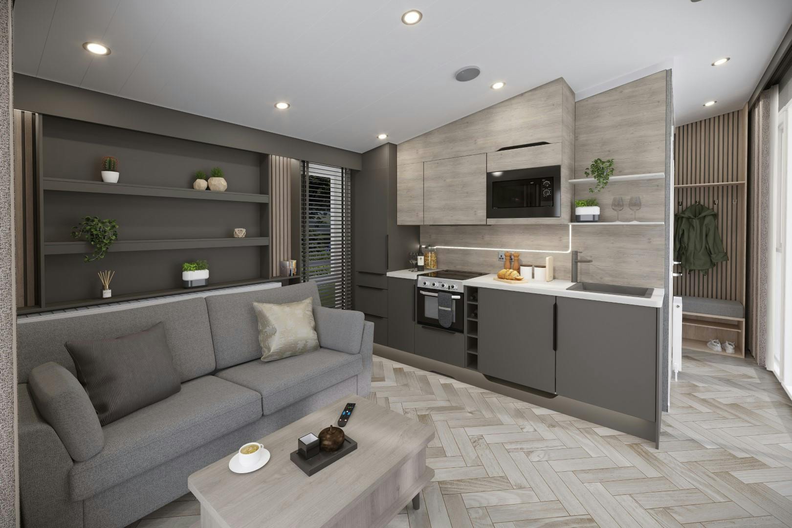 Living Area ¦ 1 Bedroom Platinum Hot Tub Micro Lodge