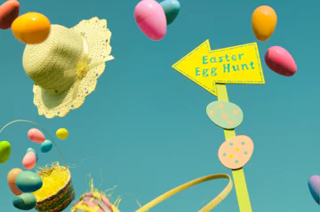 Child with Easter eggs