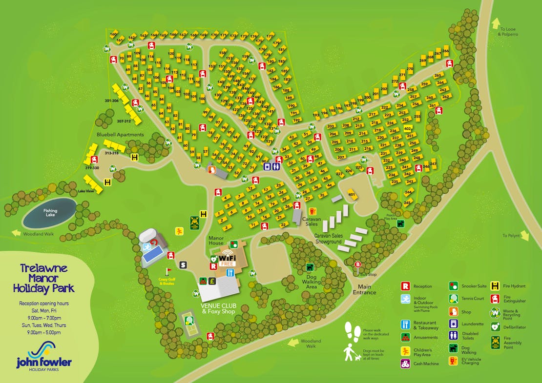 Trelawne Manor Holiday Park Map
