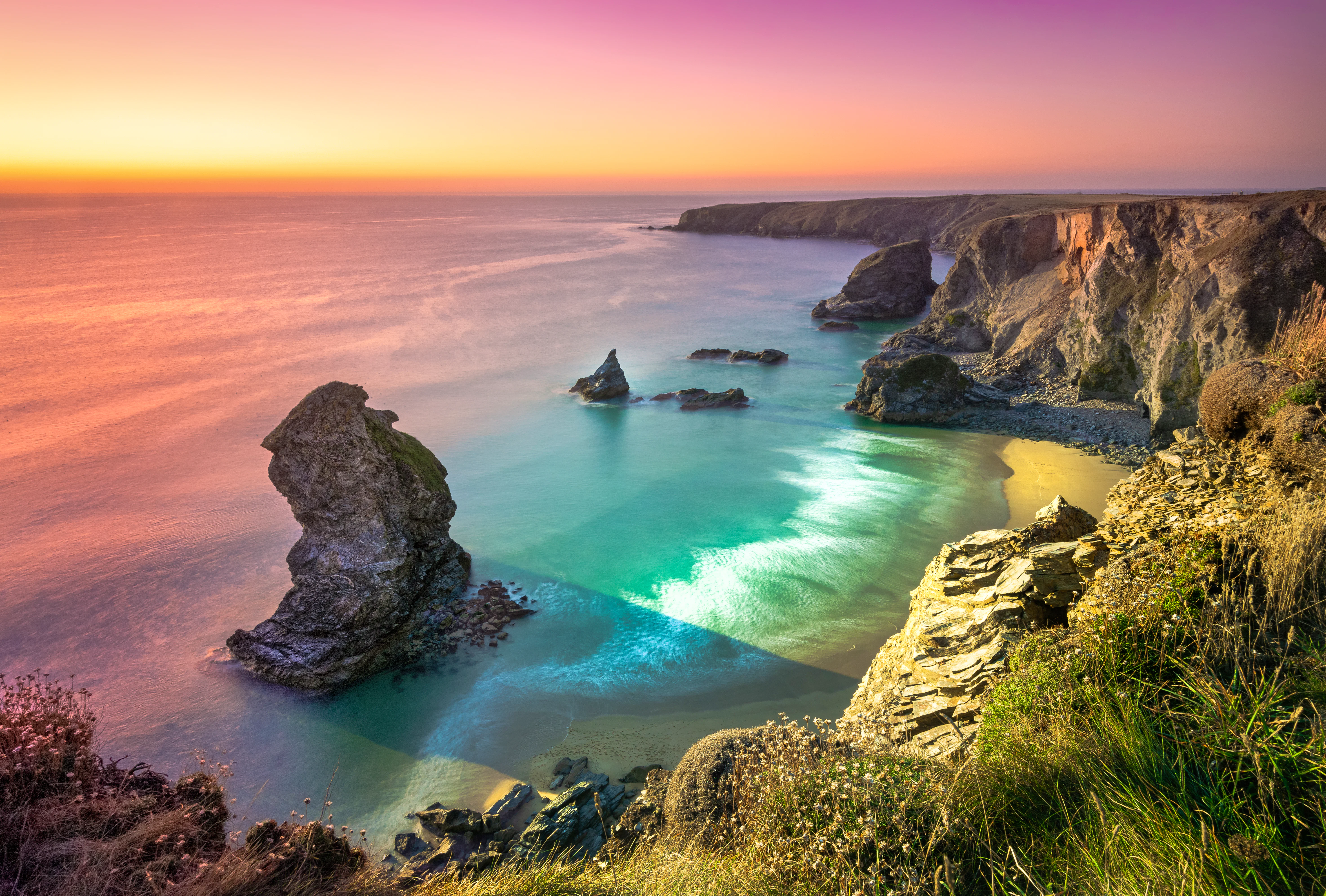 Bedruthen. Minack theatre. St Michael's Mpount. Charlestown. Tintagel castle.