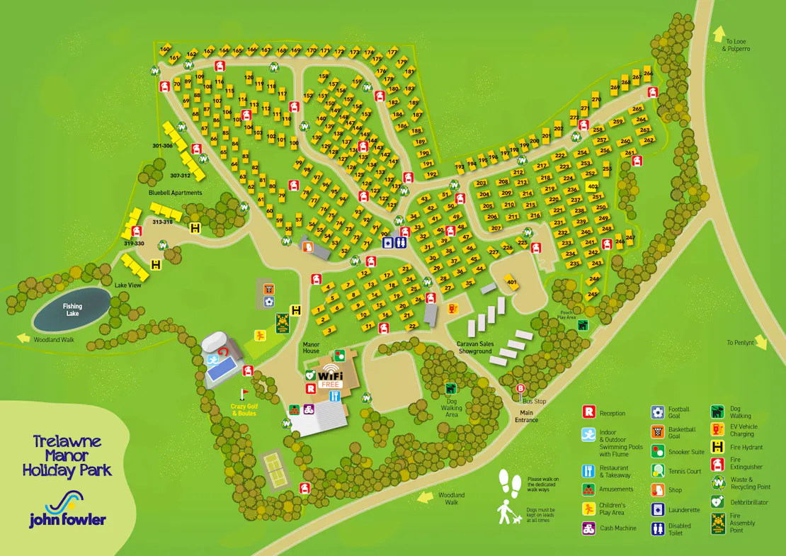 Trelawne Manor Holiday Park Map