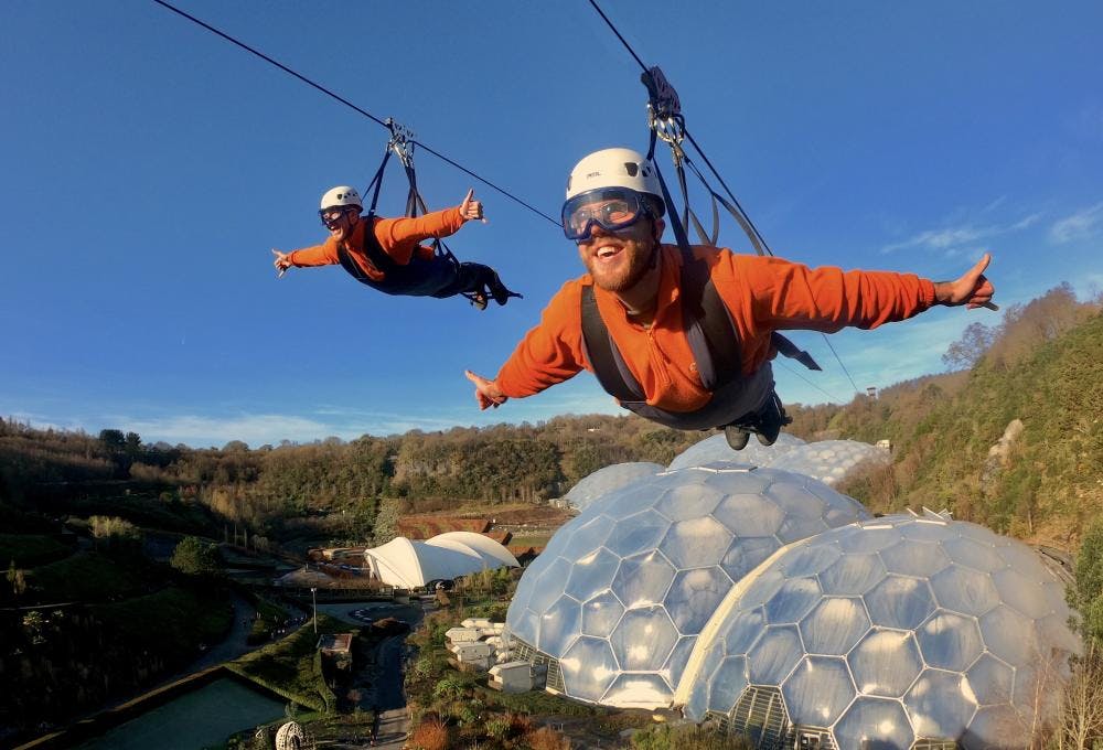 Eden Project Hangloose zipwire Trelawne Manor Holiday Park